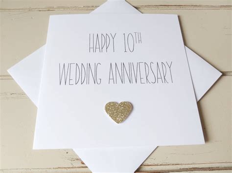 Happy 10th Wedding Anniversary Card Beautiful And Elegant Etsy