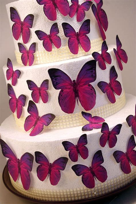 Edible Butterfly Cake Decorations Pink And Purple Edible Etsy