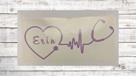 Stethoscope Heartbeat Name Decal Nurse Monogram Healthcare Etsy