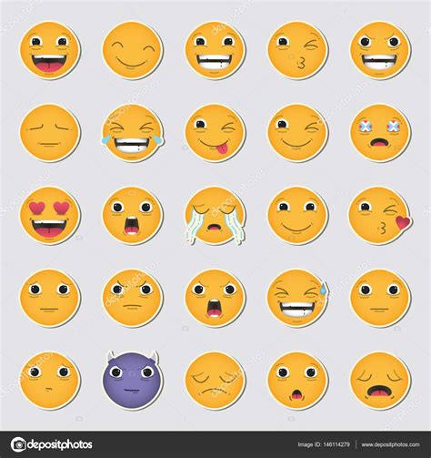 Vector Icon Set Of Emoticons Stock Vector Image By ©vectorfusionart