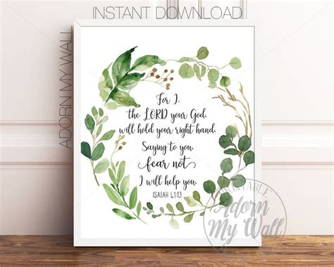 Isaiah 4113 For I The Lord Your God Scripture Wall Art Etsy Uk