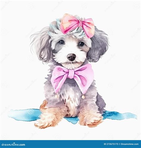Puppy Love: Sweet Poodle Pup Wearing a Floral Bandana and Glasses AI