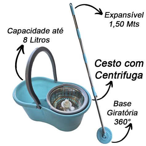 Mop Girat Rio Cabo Longo Cm Com Rodinhas E Refis Extras