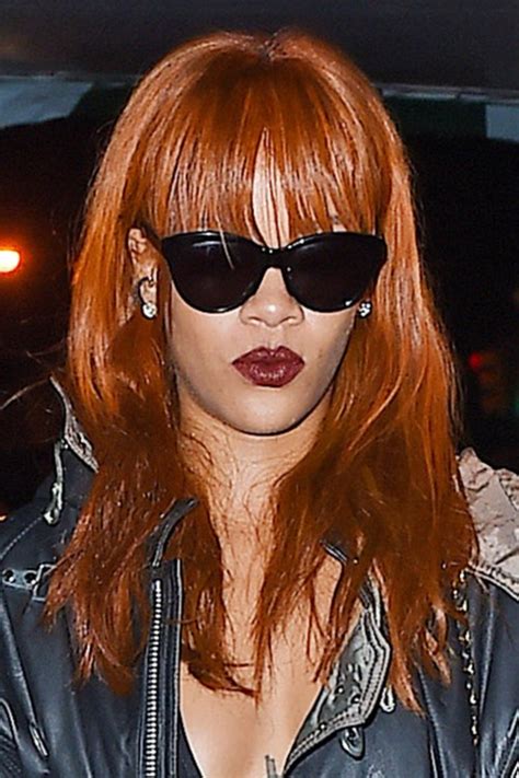 Rihanna Red Hair Bangs