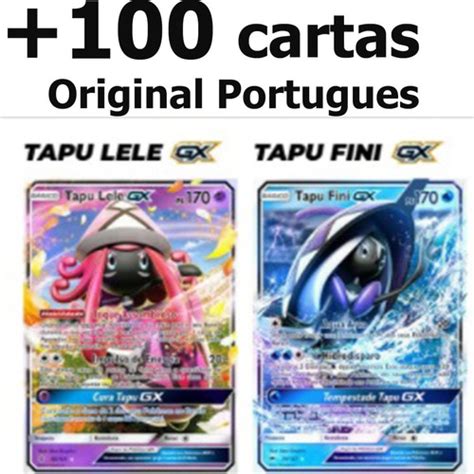 Pokémon Lendários Tapu Lele Gx Tapu Fini Gx Lote 100 Cartas Frete Grátis