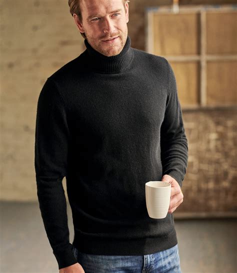 Black Cashmere And Merino Turtle Neck Sweater Woolovers Us