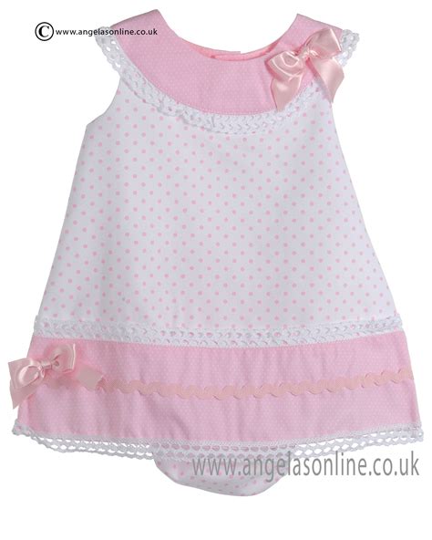 Pretty Originals Baby Girls Pink And White Dress And Knicks Mb10190e