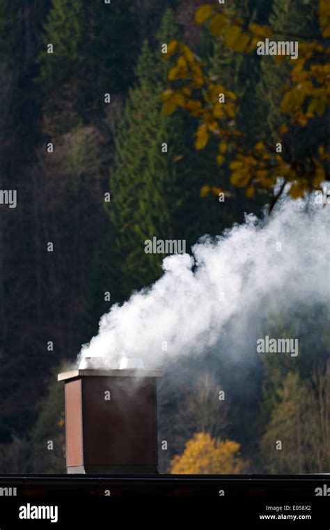 Smoking Chimney Of Dwelling House Exhaust Gases Environment Protection