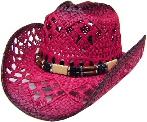 Modestone Womens Straw Cowboy Hat Red Black At Amazon Womens Clothing