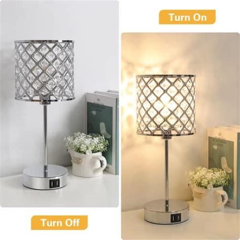 Boncoo Crystal Table Lamp With 2 Usb Ports Set Of 2 3 Way Dimmable