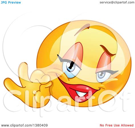 Clipart Of A Yellow Female Cartoon Emoticon Smiley Face Emoji Gesturing