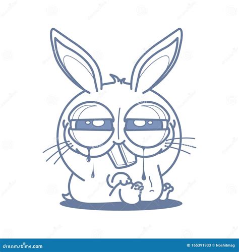 Cute Cartoon Rabbit Is Crying Stock Vector Illustration Of Cartoon