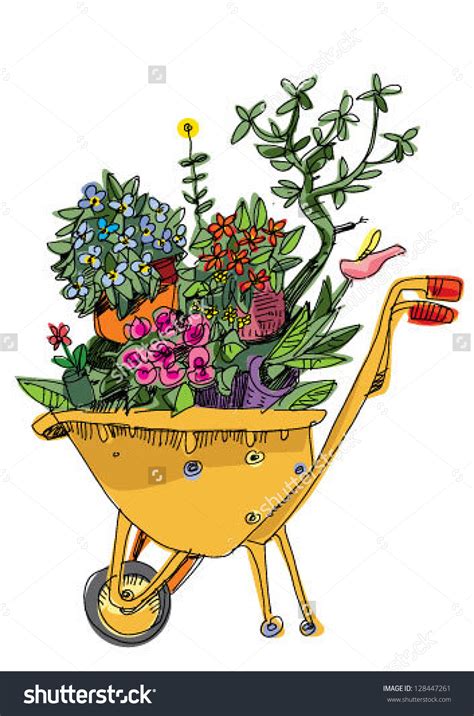 Wheelbarrow With Flowers Clipart 20 Free Cliparts