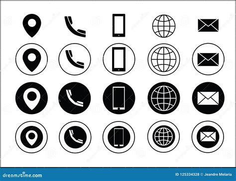 Vector Business Card Contact Information Icons Black Stock Vector