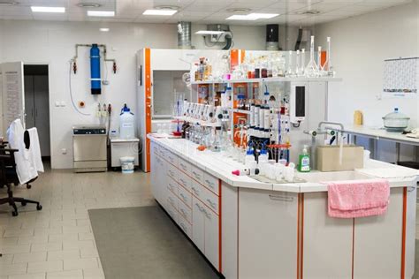 Well Equipped Chemical Laboratory With Glassware Pipettes Flasks And