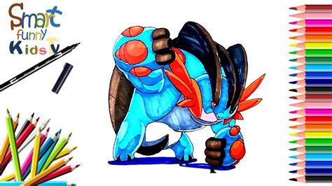 How To Draw Mega Swampert Pokemon Fast Speed Painting Sfkdraw