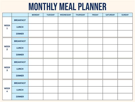 7 Best Blank Meal Planner Sheet Printable Printableecom Recipe