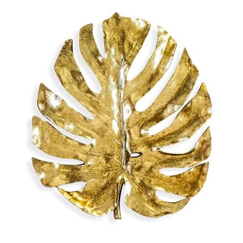 Metallic Gold Monstera Leaf Plaque Home Accessories Wall Plaques