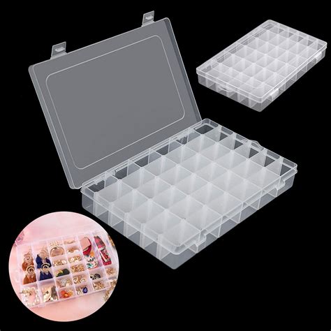 Eeekit 36 Slots Jewelry Organizer Plastic Clear Jewelry Box With
