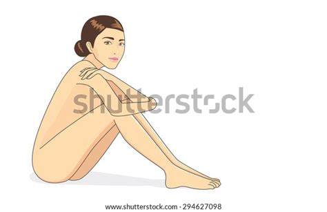 Full Body Naked Woman Sitting Hug Stock Vector Royalty Free 294627098