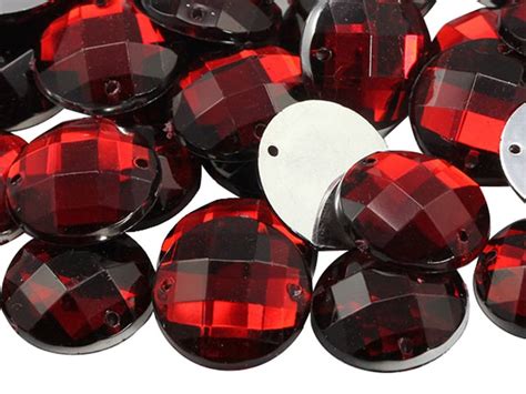 Red Ruby Flat Back Round Sew On Beads For Crafts Plastic Etsy