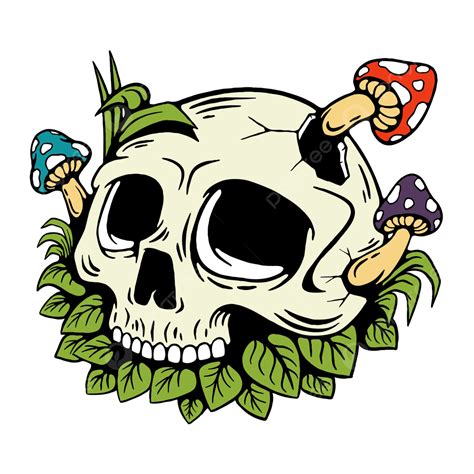Illustration Of Skull And Mushroom Cartoon Vector Illustration Skull