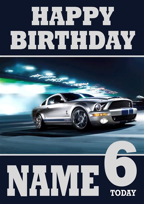 Personalised Ford Mustang 2 Birthday Card Celebrity