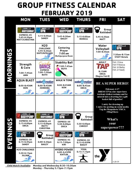 Schedules & Hours - Maquoketa Area Family YMCA