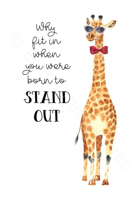 A Giraffe Wearing Sunglasses And A Bow Tie With The Words Stand Out On It