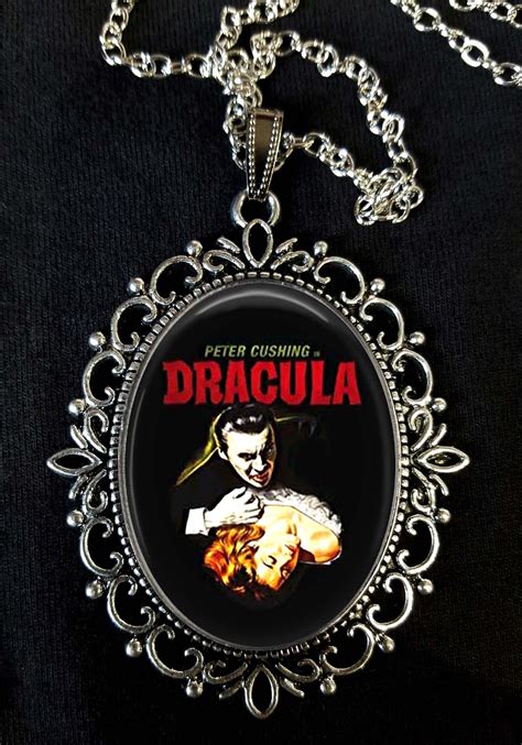 Dracula Large Antique Silver Pendant Necklace Earrings Movie Etsy Uk