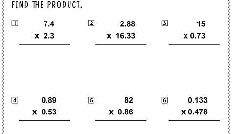 multiplication decimals worksheet