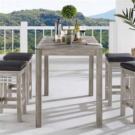 The standard height for dining tables is 76cm, though the range of. MODWAY Wiscasset Acacia Wood Bar Height Outdoor Dining ...