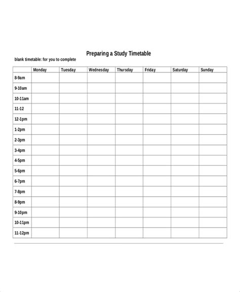 Free 9 Sample Daily Timetable Templates In Pdf