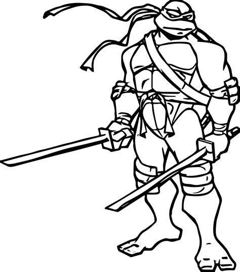 Ninja Turtle Two Blade Leonardo Coloring Page | Wecoloringpage.com