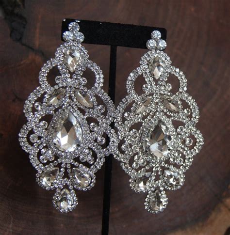 Oversized Crystal Chandelier Earrings Huge Rhinestone Etsy Uk