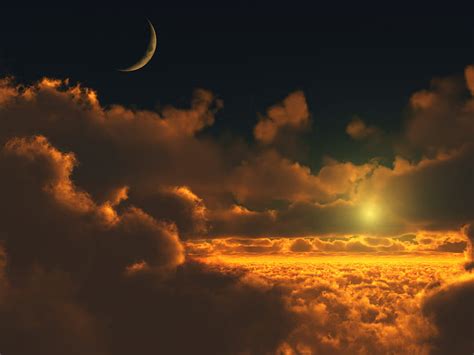 1920x1080px 1080p Free Download Golden Clouds Carpet Moon