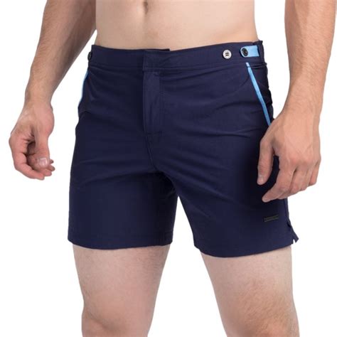 Parke And Ronen Catalonia Solid Stretch Swim Trunks Slim Fit For Men