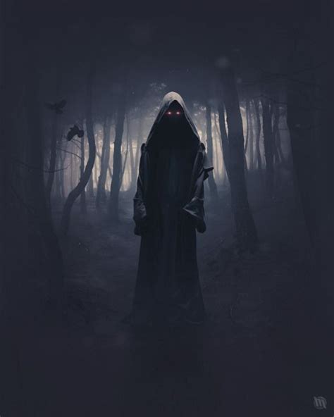 Hooded Figure And Glowing Eyes Shadow People Dark Fantasy Dark Art