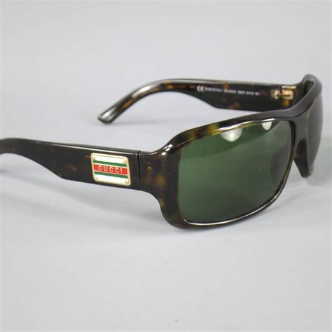 Vintage Gucci Brown Tortoise Shell Acetate Retro Logo Sunglasses At