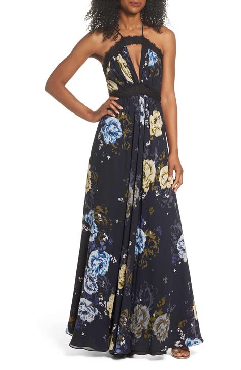 Jill Jill Stuart Lace Trim Cutout Gown | Nordstrom | Cutout gown, Floral evening dresses, Maxi dress
