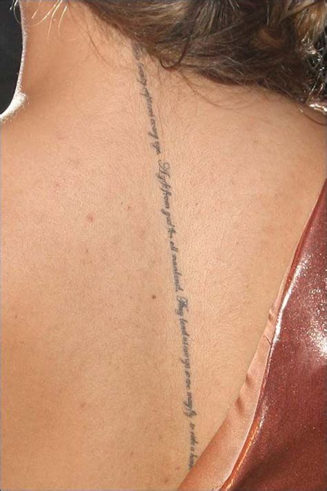 Leona lewis unveiled her poetic back tattoo last night at charity fundraiser the love leona has taken her cue from celebrities such as victoria beckham, and christina aguilera, who also. Close-Up of Leona Lewis' Spine Tattoo via Google Images. I really like the minimalistic font ...