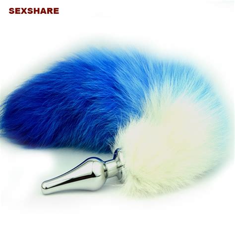 New Stainless Steel 3 Color Faux Fox Tail Metal Anal Plug Gold Anal Sex