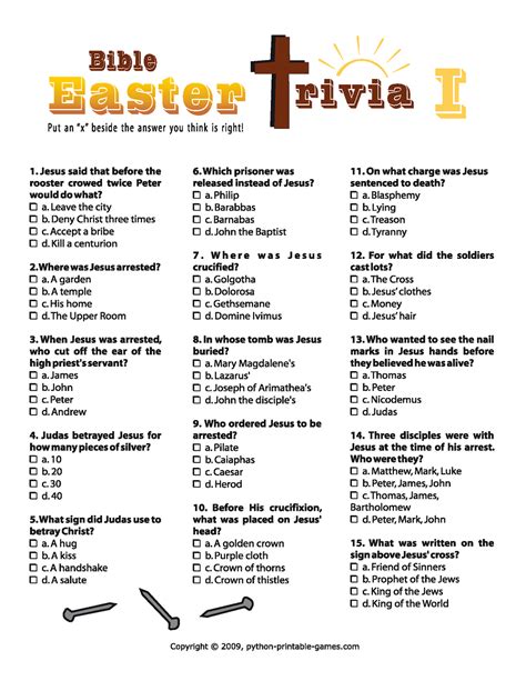 Free Printable Bible Trivia Questions And Answers Free