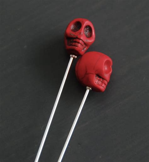 Red Skull Hat Pin Lapel Pin Scarf Pin Stick Pin Etsy