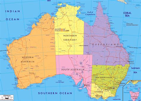 Large Detailed Administrative Map Of Australia Australia Large