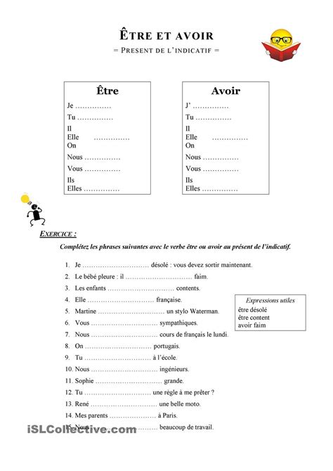 Être Et Avoir Au Présent De Lindicatif Verbe Etre Verbe Etre Et