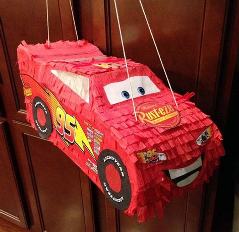 Cars Lightning Mcqueen Custom Piñata On Etsy Pinatas Plus Car Themed Parties Cars Birthday