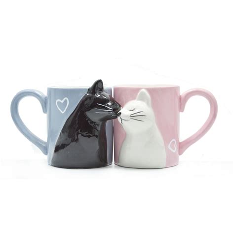 Kissing Cats Mugs Pair For Couples Mugs Couple Mugs Mugs Set
