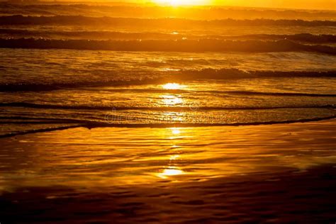 Beautiful Golden Sunset On Sea Beach Stock Photo Image Of Reflect