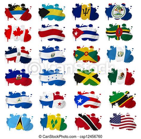North America Countries Flag Blots On A White Background Canstock